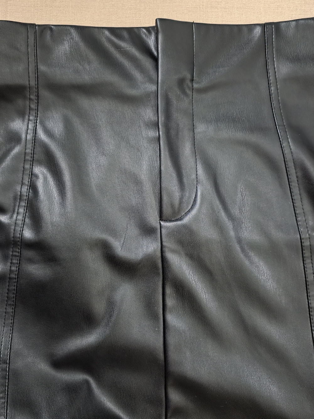 NWOT Zara Topstitched Faux Leather Mini Skirt - Black Size L - Picture 5 of 10